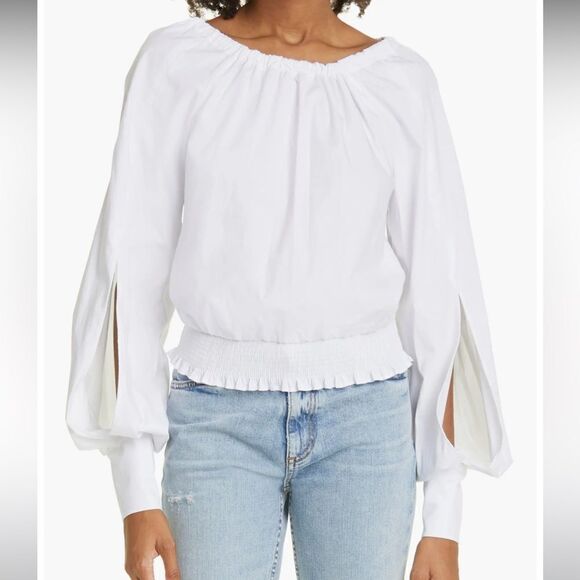RAMY BROOK Liv split balloon sleeve stretch cotton top - Picture 1 of 5